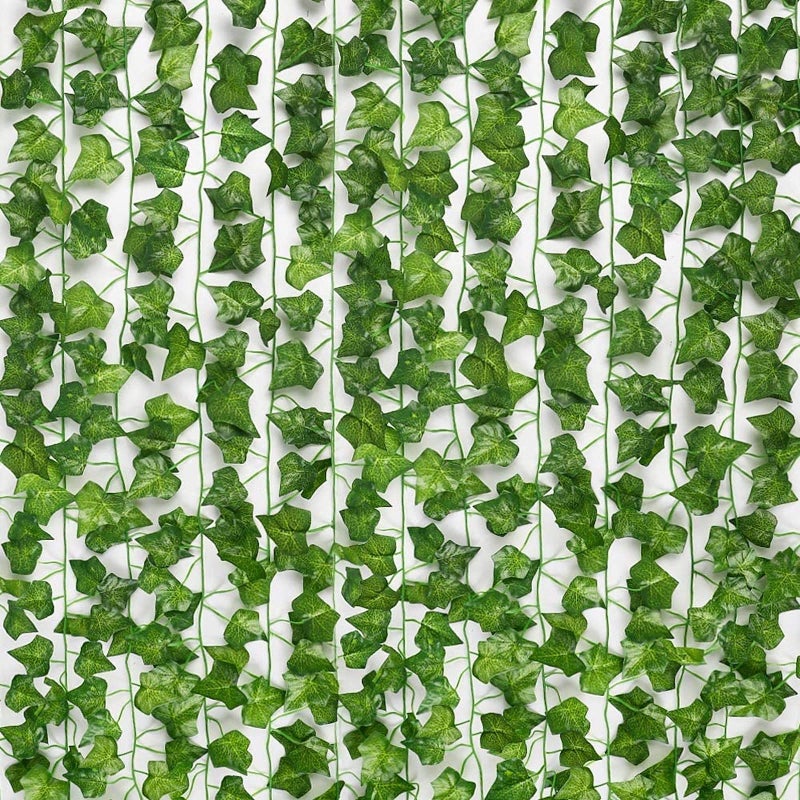 JPSOR 24pcs Fake Leaves Artificial Ivy Garland Greenery Vines for Bedroom Decor Aesthetic Silk Ivy Vines for Room Wall Home Decoration - Image 1